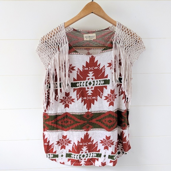 Denim & Supply Ralph Lauren Fringe Western Top - Picture 2 of 8